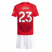 Manchester United Luke Shaw #23 Hemmadräkt Barn 2024-25 Kortärmad (+ Korta byxor)